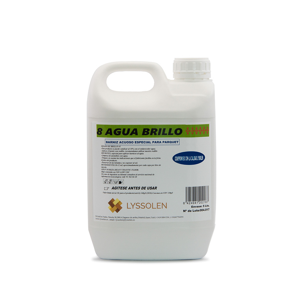 8-AGUA-BRILLO.jpg Verniz à base de água para campos desportivos 1k. LYSSOLEN 8 ÁGUA - Image 1